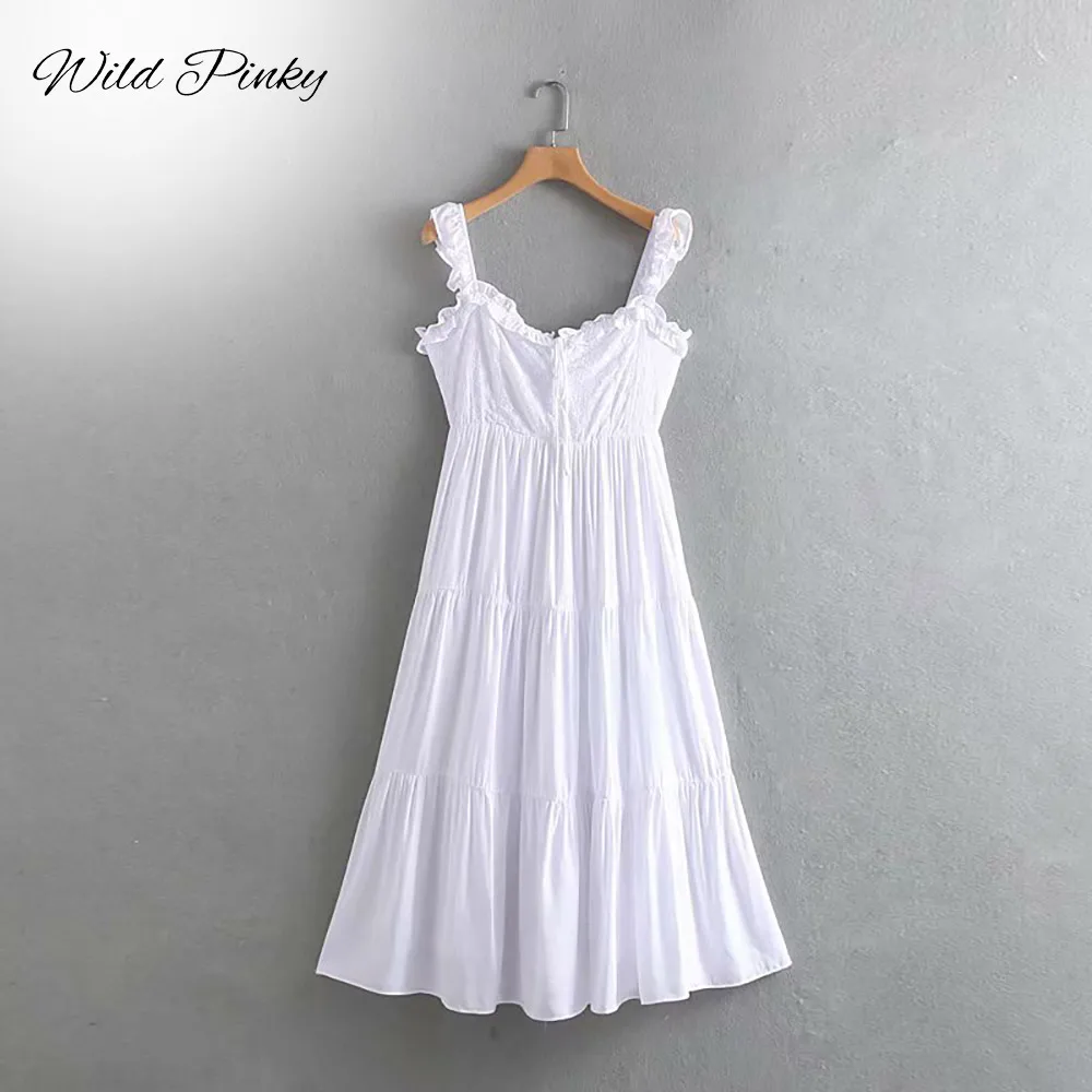 WildPinky Boho женское платье без бретелек сексуальное длинное кружевное с вышивкой