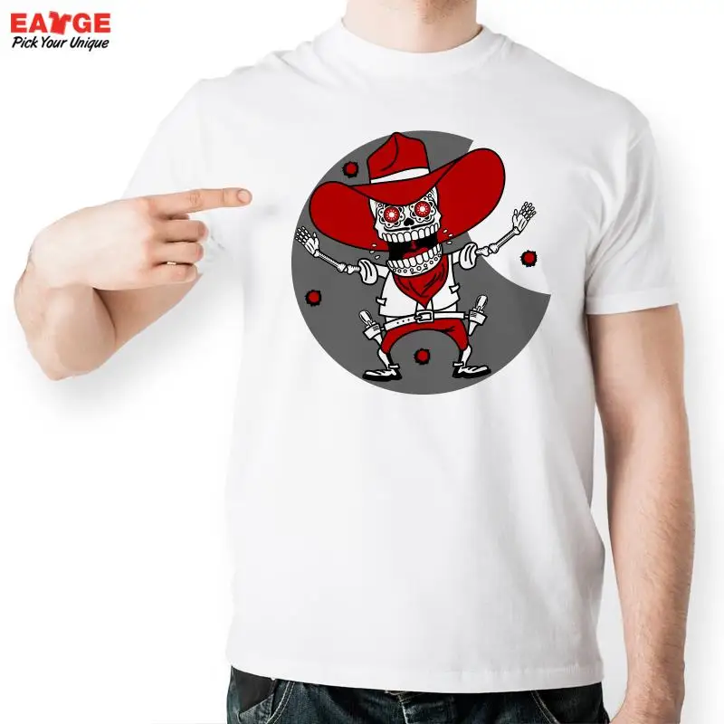 [MASCUBE] Скелет Red Hat Cowboy футболка Креативный Дизайн Моды Забавный Череп футболки