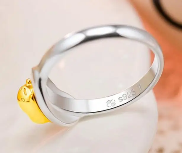 Аниме Gudetama 925 Серебряное кольцо аксессуары американский размер 7 Cos подарок