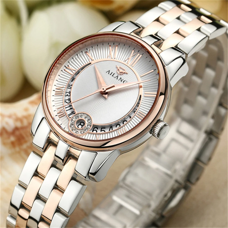 Известный люксовый бренд AILANG механические часы календарь наручные розовое