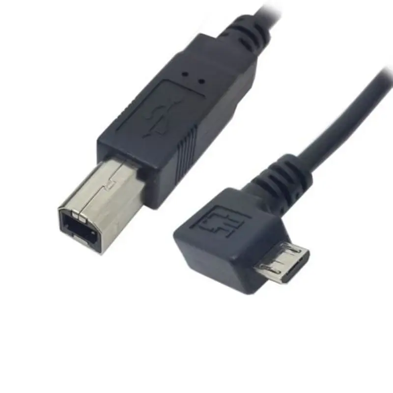 Фото Левый угловой 90D Micro-USB OTG к стандарту USB B Тип принтер сканер HD кабель DG №1