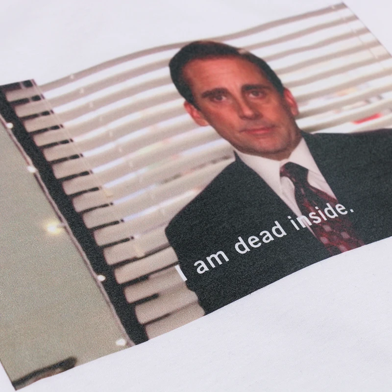 The Office Майкл Скотт я мертвый внутри цитаты Tumblr гранж забавная футболка унисекс Модная белая футболка хлопок мужская WO Мужская футболка