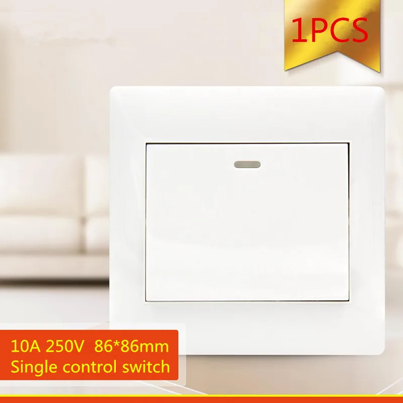 

1PCS YT1807 White Switch Panel 86*86MM Flush Receptacle 1 Button Single Control Switch Wall Socket Free Shipping