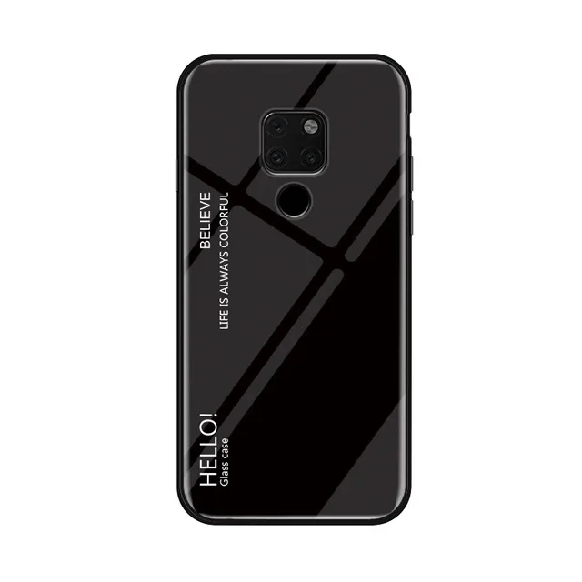 Black Чехол из закаленного стекла Ollyden для huawei mate 20X, роскошная градиентная задняя крышка, мягкая рамка, чехол для телефона huawei mate 20 X, чехол в виде ракушки - Цвет: Black