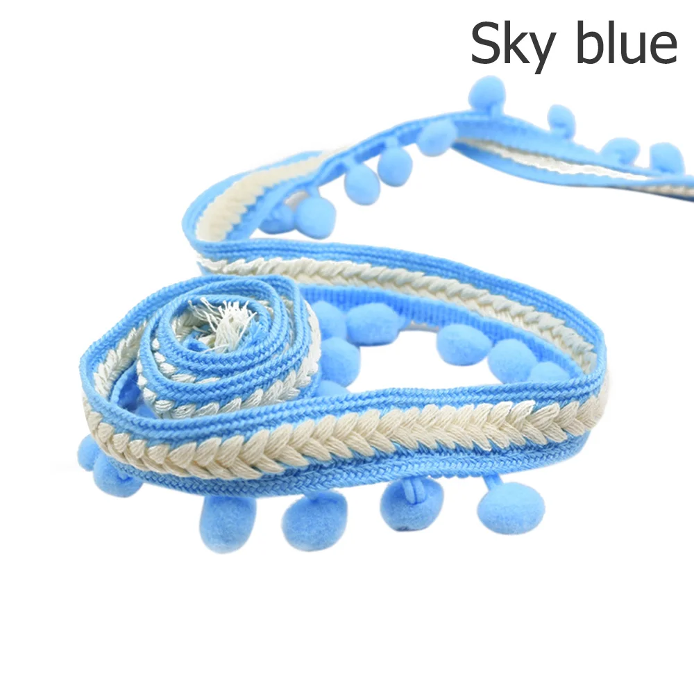 1pc polyester 5Yard/4.57m Vintage Embroidered Trim Ribbon 1.2cm Pom-pom Ball Fringe Ribbons Sewing Fabric DIY Craft for handmade | Дом и сад