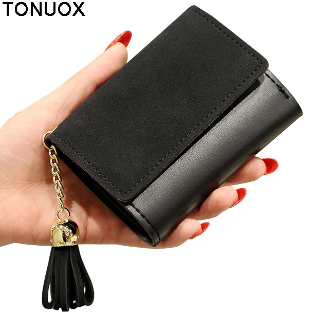 

Short Women Wallets Retro PU Leather Lady Moneybags Coin Purse Pocket Tassels Woman Wallet Cards ID Holder Purses Bags Notecase