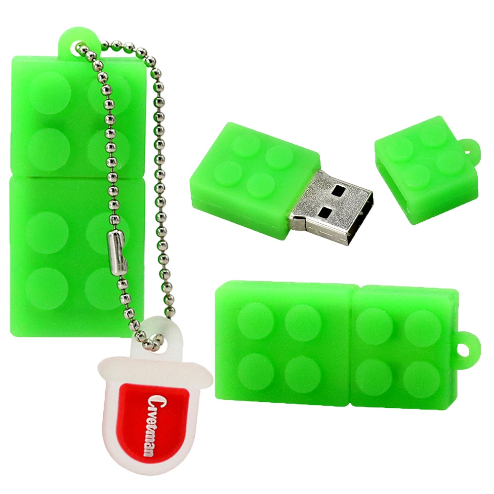 Флешка с мультипликационным принтом, строительные блоки, USB флеш-накопитель, силиконовая флешка, 4 ГБ, 8 ГБ, 16 ГБ, 32 ГБ, 64 ГБ, 128 ГБ, USB флешка, внешний накопитель