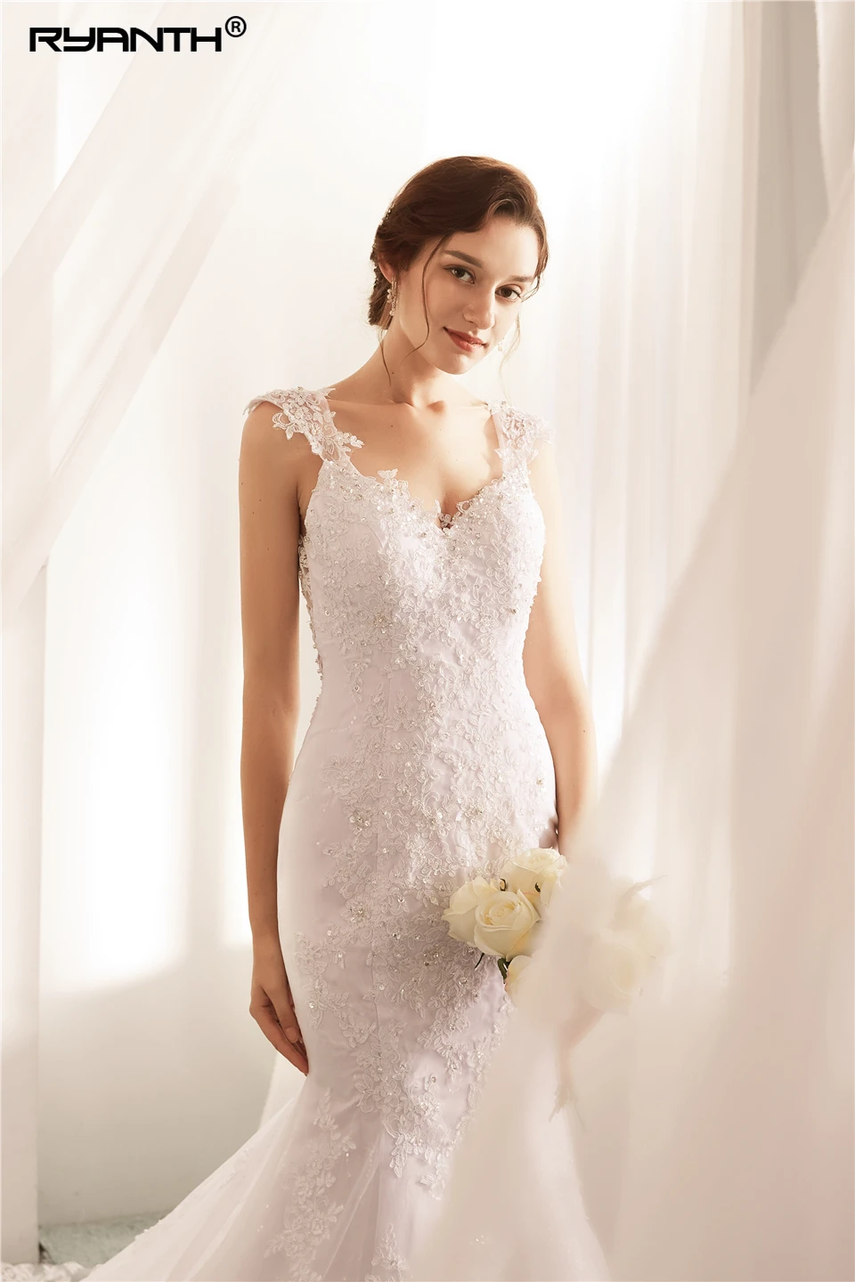Блестящее кружевное свадебное платье русалки 2019 Дешевое de mariee на заказ Vestido Noiva