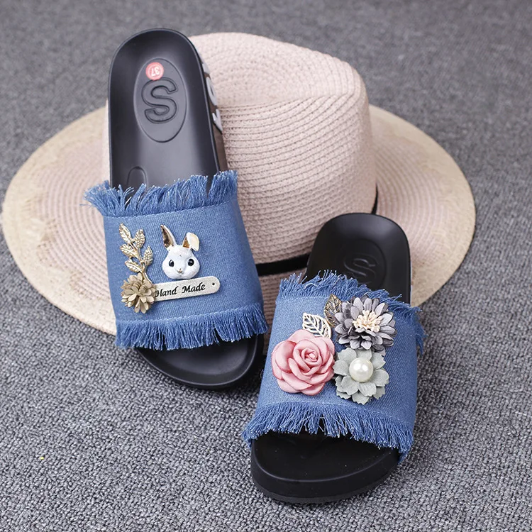 

New Cheap Stylish Flat Slippers Online Bow Tassel Open-toed Slip Women's Shoes Flats Open Toe Casual