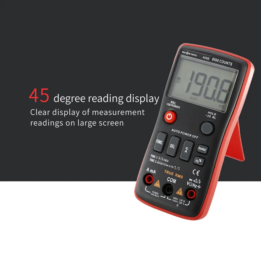 RM408B Цифровой мультиметр Кнопка 8000 отсчетов True RMS температурный тест 5 МГц Частота