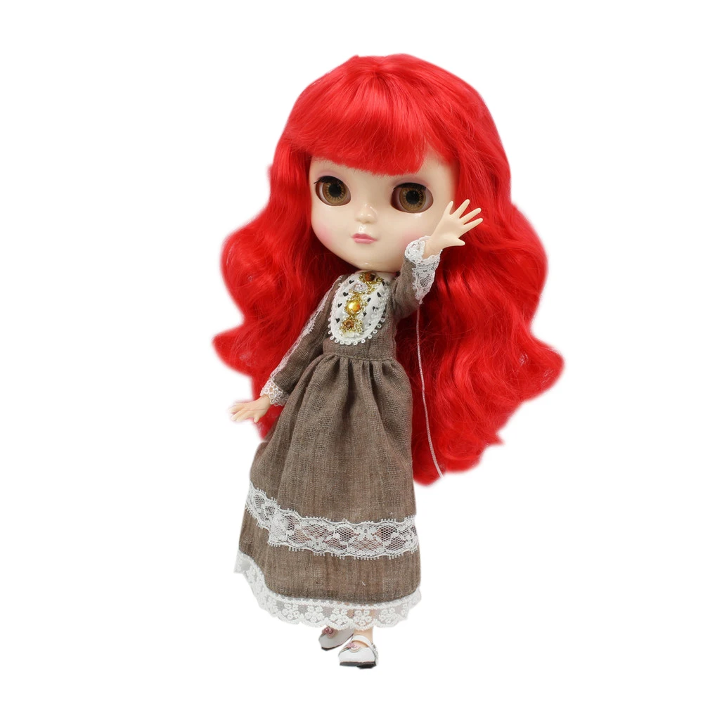 Шарнирная кукла ICY Doll фабричная с красными вьющимися волосами BL1248 подходит для