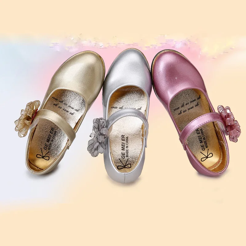 Children Shoes Autumn Fashion Girls Brand Casual Sneakers Kids PU Leather Sneaker Gold Solid Princess | Детская одежда и обувь