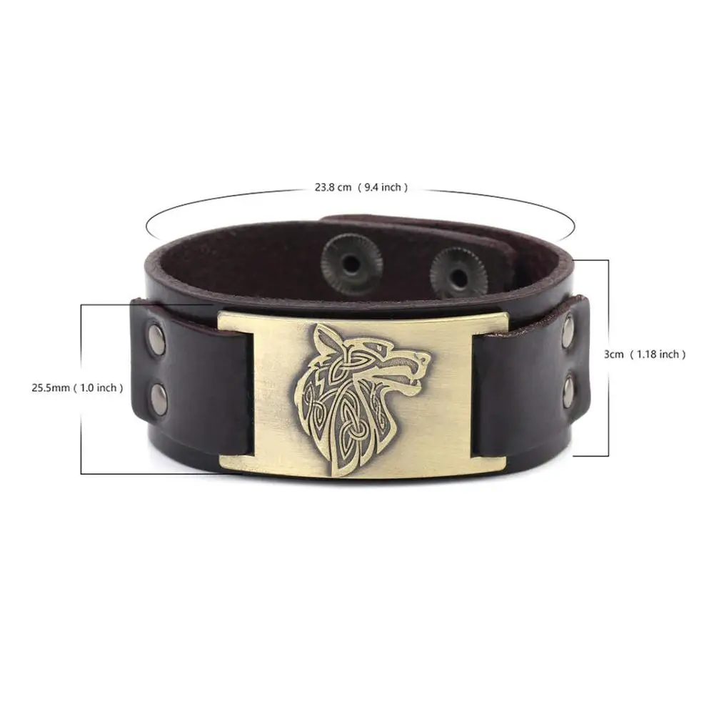 Brown Bronze My shape Викинг-Волк браслеты из натуральной кожи Triquetra Fenrir животные Ирландский Узел мужские модные ювелирные изделия Сверхъестественное - Окраска металла: Brown Bronze