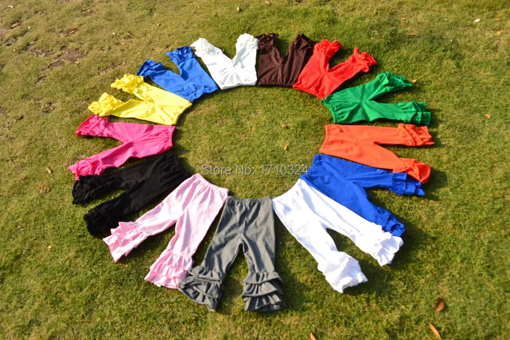 

wholesale Baby Children Cotton solid pants ruffled pant Christmas Pants solid multi Ruffle Baby Leggings Girls Ruffle pants