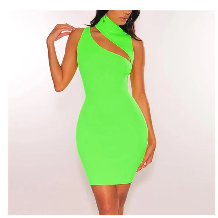 Женское облегающее платье без рукавов Клубное вечернее сексуальное открытое