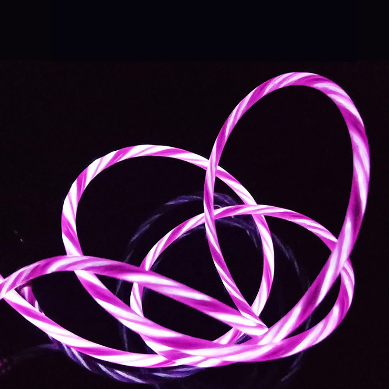 New Hot LED Glow Flowing Data USB Charger Type C/Micro USB/8 Pin Charging Cable for iPhone X Samsung Galaxy S9 S8 Charge Wire