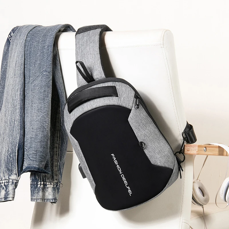 USB Design Crossbody Bags for Men Messenger Chest Bag Casual High Quality 2019 New Fashion Shoulder Ipad | Багаж и сумки