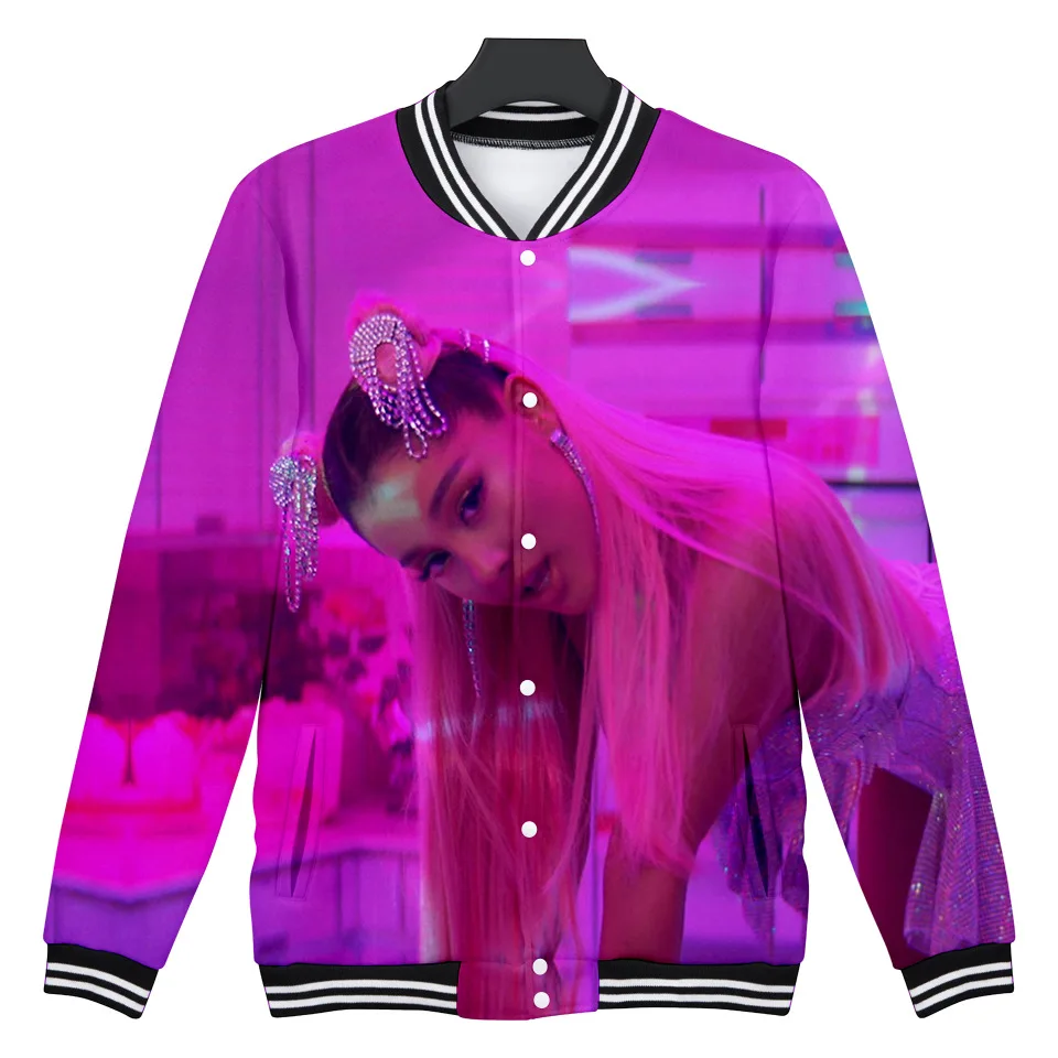 Однобортная бейсбольная куртка 3D Ariana Grande для женщин и мужчин спортивная одежда