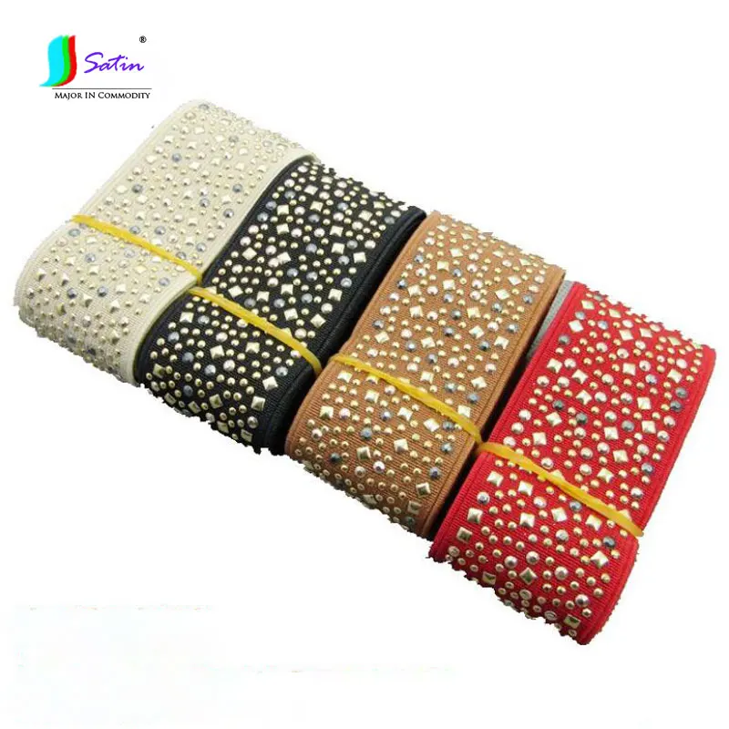 Металлическая эластичная лента S0493L в стиле Звезд черная красная коричневая