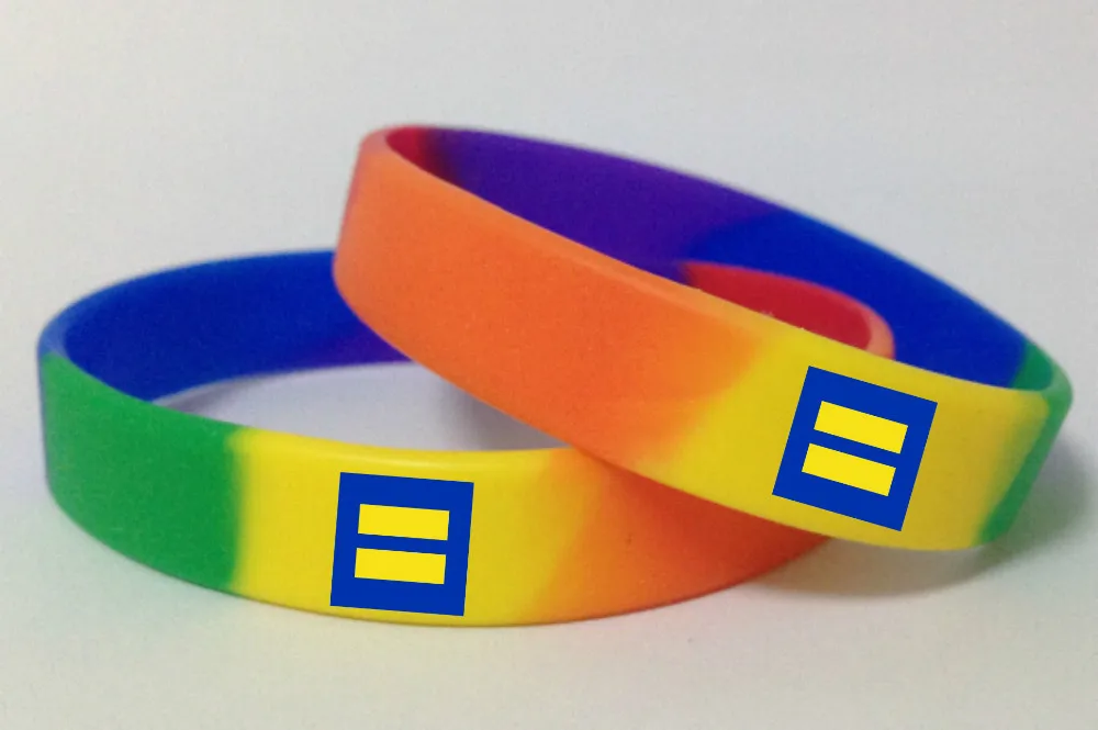 Силиконовый браслет с логотипом Equal Rights шесть цветов радуга гей цветной браслет.