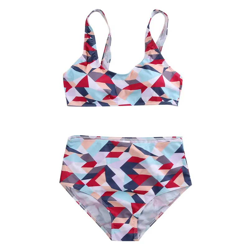 Женский комплект бикини с высокой талией геометрическим принтом|bikini set|bikini plusbikini