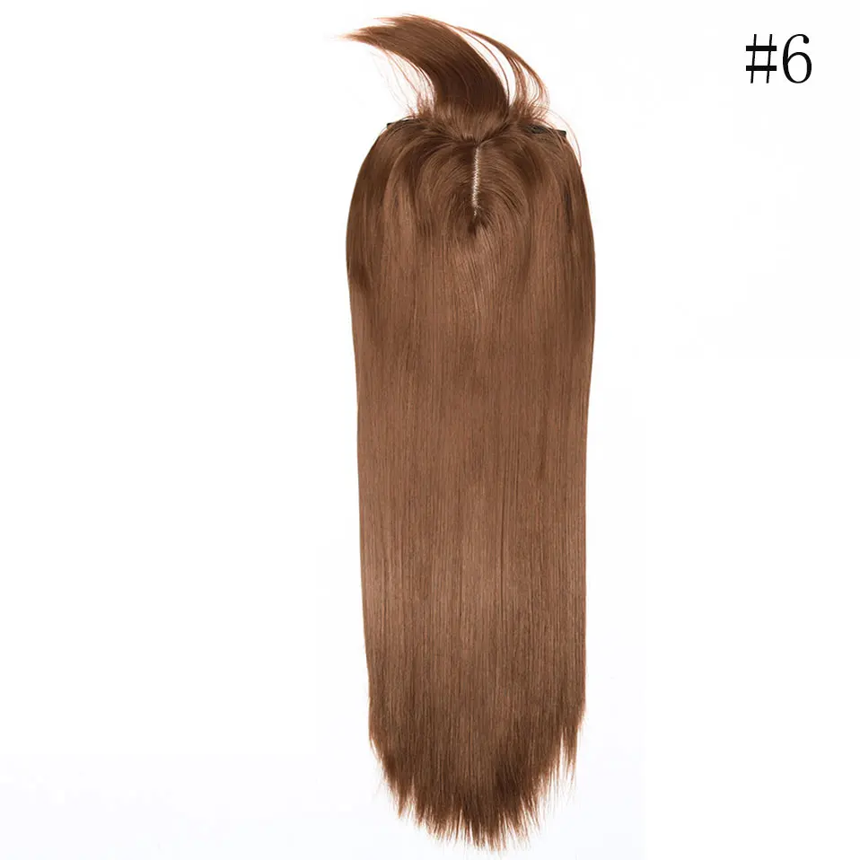 light brown SNOILITE, 17 дюймов, 3 зажима, цельные волосы для наращивания, длинные прямые волосы для наращивания, синтетические верхние волосы с челкой - Цвет: light brown