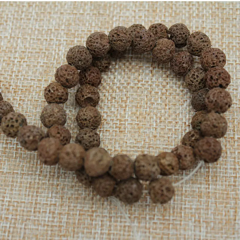 6-16 мм натуральные круглые коричневые бусинки из лавы и камня для изготовления