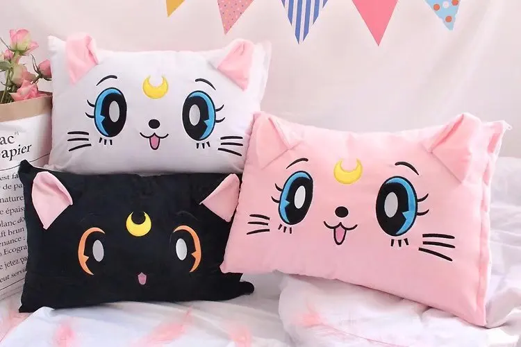 Сейлор Мун мультфильм Луна кошка форма плюшевые мягкие животные милый одиночный студенческий спальный чехол для подушки креативный плюшевый чехол для подушки кукла