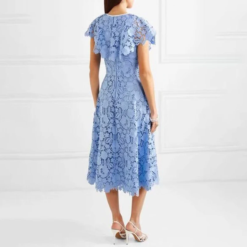 VGH летнее корейское женское платье трапециевидной формы с круглым вырезом плащ коротким рукавом высокая