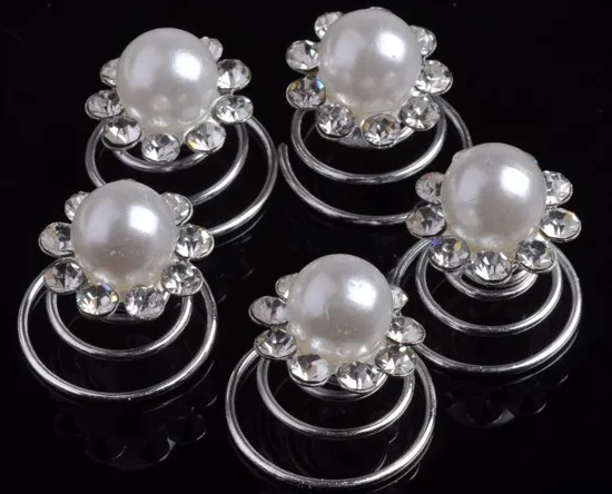 12 pcs A 12 шт./лот, свадебная Хрустальная искусственная жемчужина, цветок, заколки для волос, завитки, спираль, заколки для волос, аксессуары для головных уборов, ювелирные изделия - Окраска металла: 12 pcs A