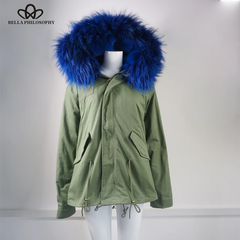 Bella Пособия по философии парка с мехом армейский плотной вельветовой ткани