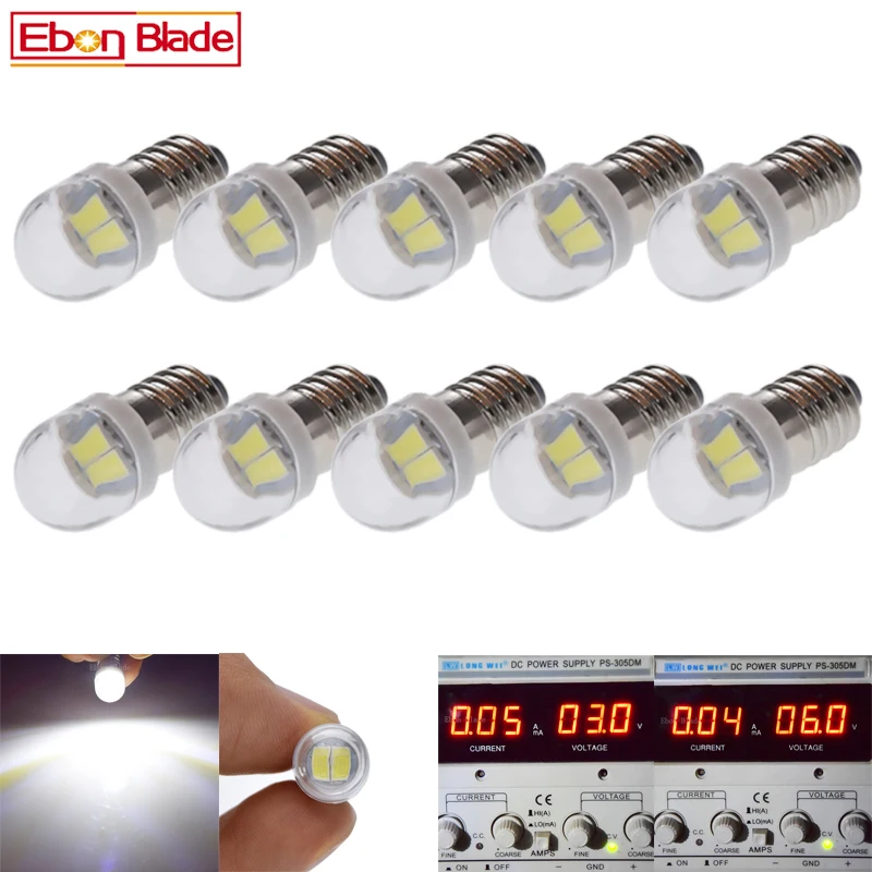 10 шт. 3 в 6 В постоянного тока E10 светодиодный 1447 2 SMD винтосветодиодный Светодиодная лампа для фонарь велосипеда
