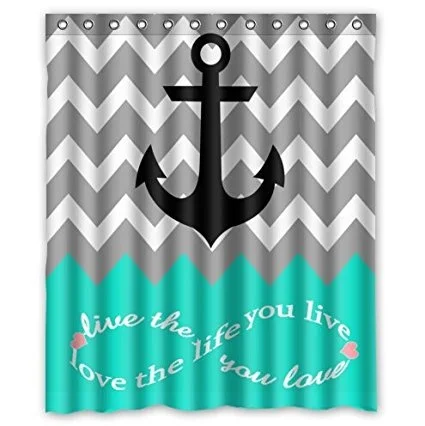 Морской якорь Бирюзовый Серый Белый Водонепроницаемый тканевая душевая