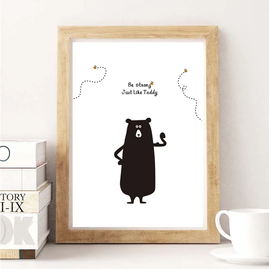 Минималистичный модульный Фотофон с рисунком черно белого животного медведя