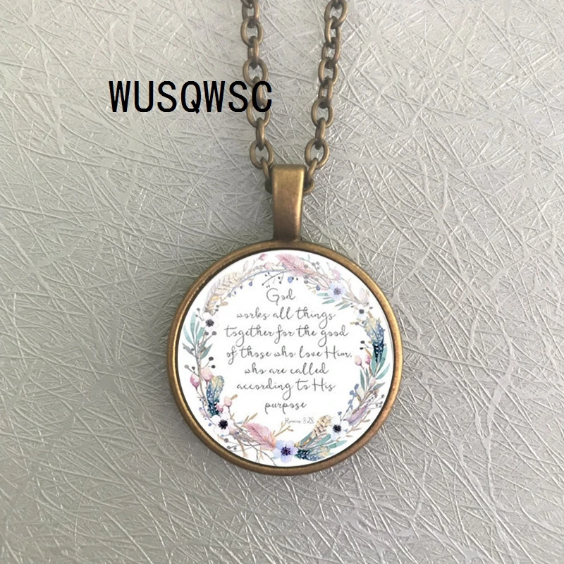2018 God works all things together for the good of those who love him Romans 8 28 Bible verse necklace jewelry Christian gift | Украшения и