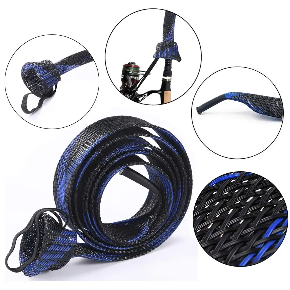 ZHENDUO OUTDOOR 10Pcs Fishing Rod Sleeve Rod Socks 67’’/74.8’’ Rod Covers Braided Mesh Rod Protector Fishing Tools Accessories