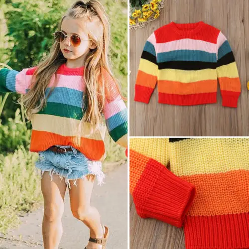 Toddler Kid Girls Sweaters Pullovers Warm Long Sleeve Sweater Knitted Autumn Cute Children Girl Clothing Tops Fashion | Детская одежда