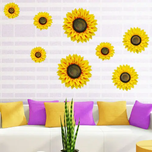 3D моделирование Подсолнух Наклейка на стену виниловая художественная с цитатой