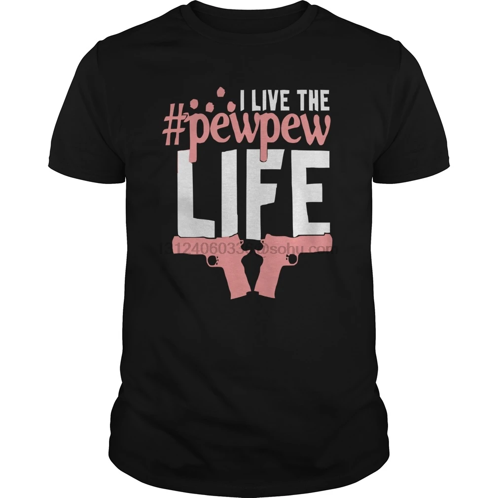 Мужская футболка с коротким рукавом I Live the Pewpew Life cool круглым вырезом Женская
