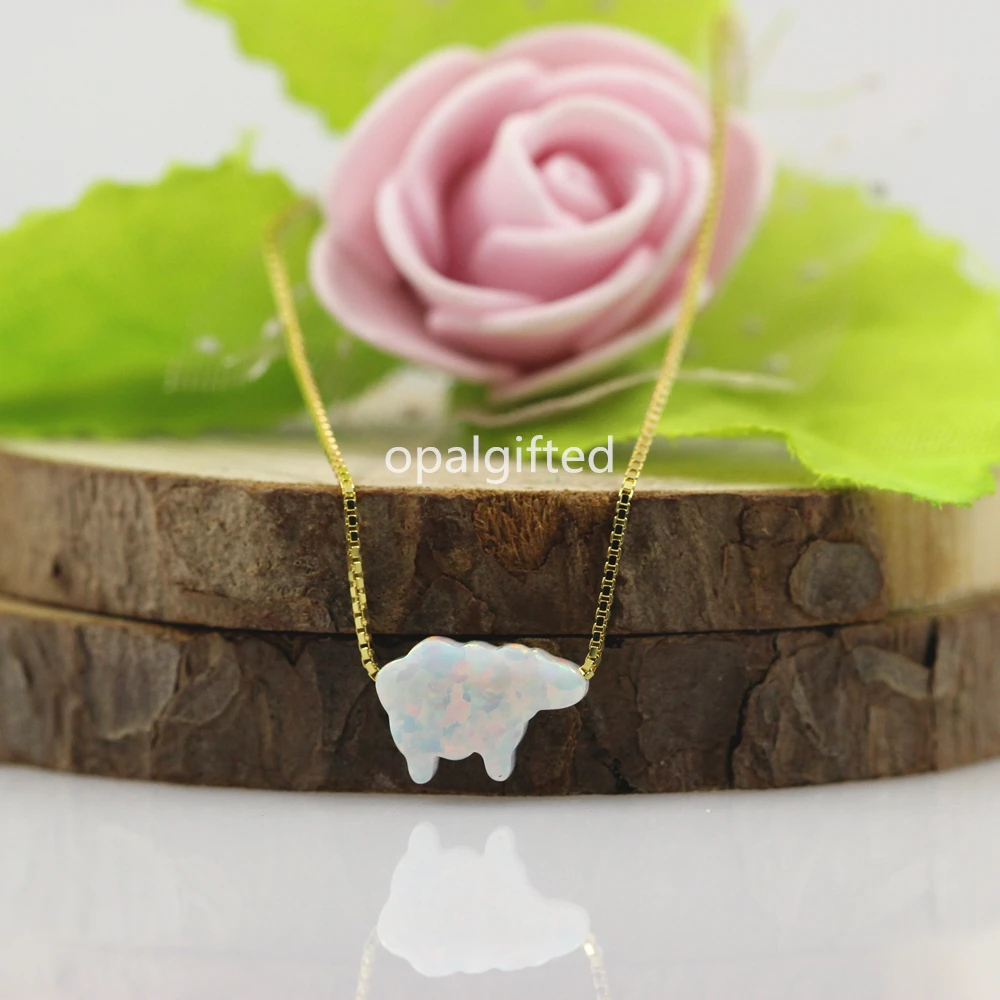 Ожерелье с овечьим подвеском из высококачественного синтетического опала op18 белого цвета с ювелирными изделиями из серебра 925 для модного подарка.