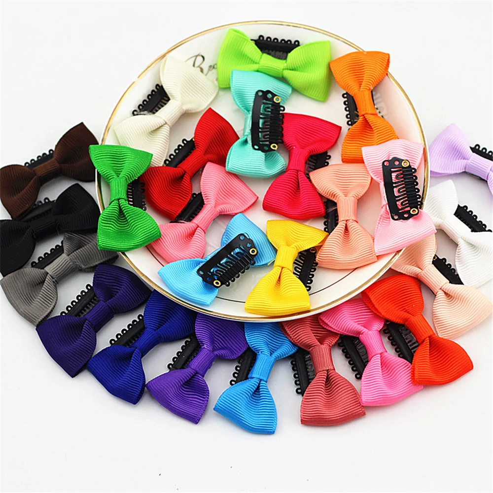 12pcs/lot Hot Sale BeBe Colorful Little Bows Hairpins Girl Grosgrain Ribbon Hair Clip Hairgrip Cute Accessories | Детская одежда и