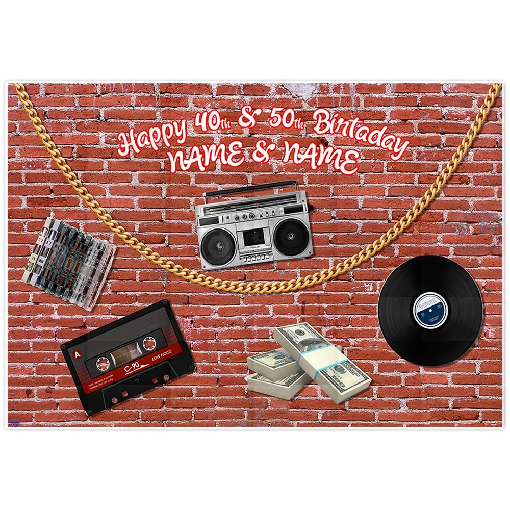 Allenjoy background Hip hop Rock brick wall customize birthday party decor fashion musical Tape CD photo backdrop photocall | Электроника