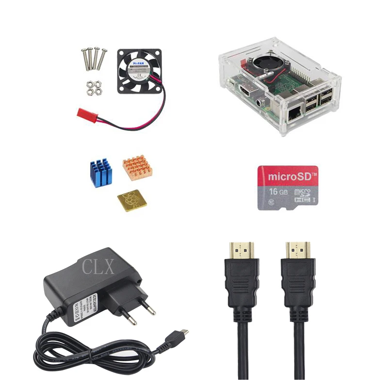 Raspberry Pi 3 модуль + комплект аксессуаров акриловый корпус вентилятор 5 В 2.5A мощность