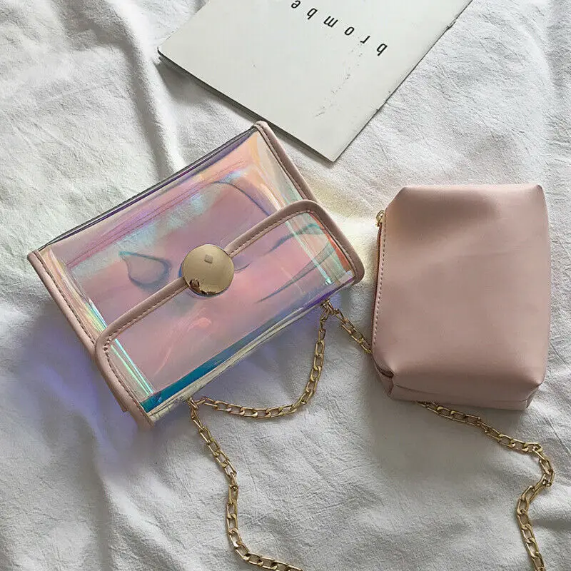 Женская прозрачная сумка Кроссбоди из ПВХ конфетного цвета на плечо новинка