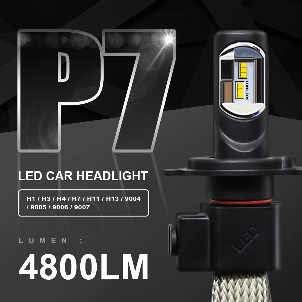EURS(TM) Автомобильный светодиодный фары P7 60W 6000K 9600LM зэс чипы H1 H3 лампы H4 H7 H11 H27 880 881 9005