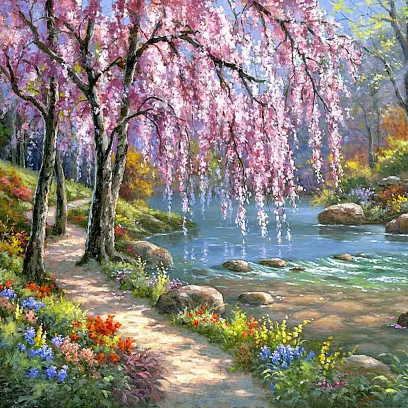40*50 см DIY LandscapeDigital картина маслом Безрамная по номерам рисунок Цвета холст ручная