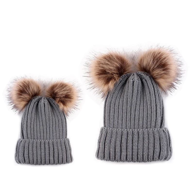 2017 зима толстовки для мамы и новорожденных из искусственного шапка с меховым