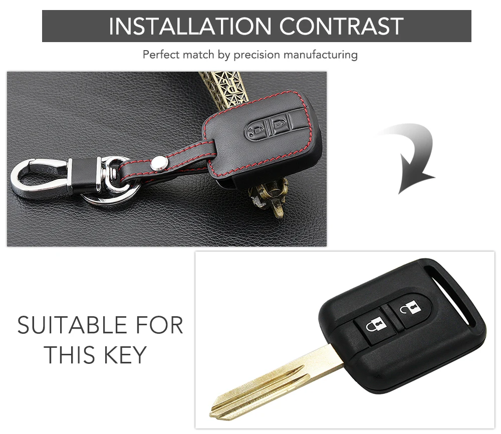 2 кнопки чехол для дистанционного ключа автомобиля Fob кожаный Nissan Qashqai Micra Navara Almera