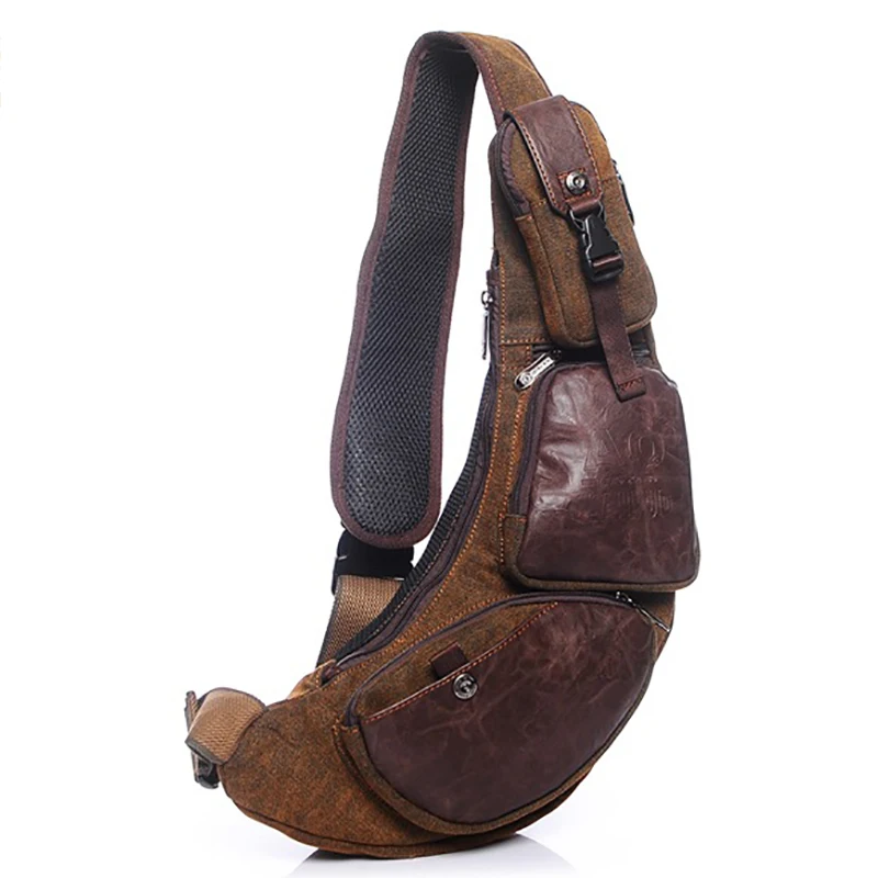 Холщовая нагрудная Сумка слинг для мужчин саквояж на плечо в стиле Полумесяца