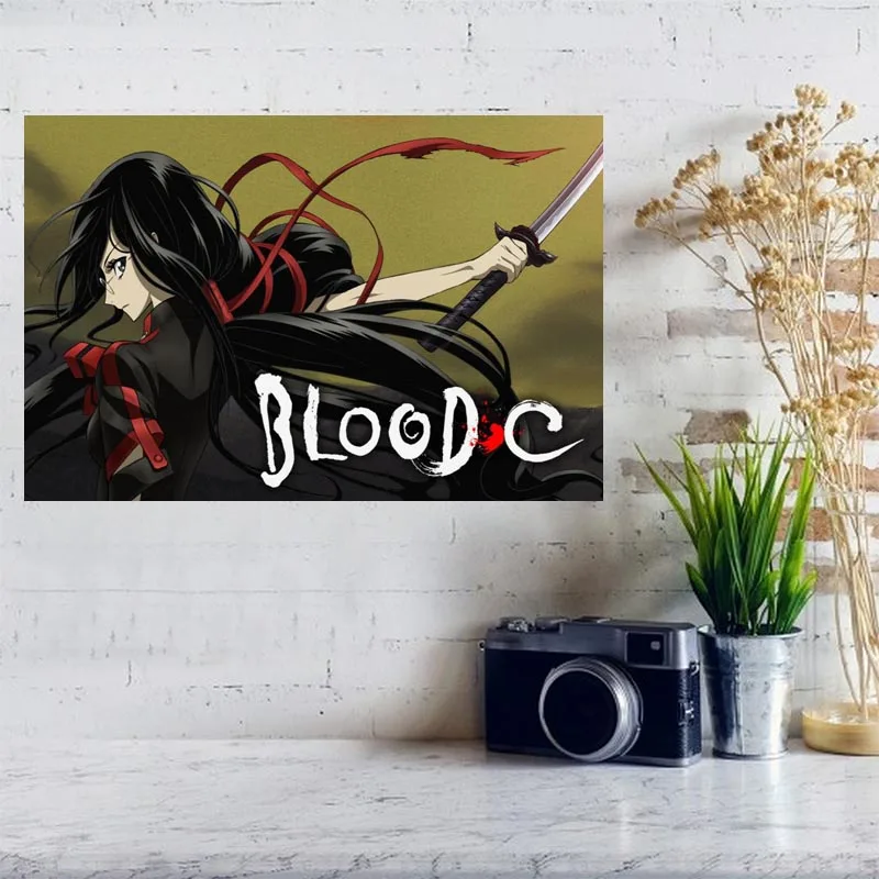 Изготовленный На Заказ BLOOD-C Искусство Шелковый светильник Холст дома номер стены